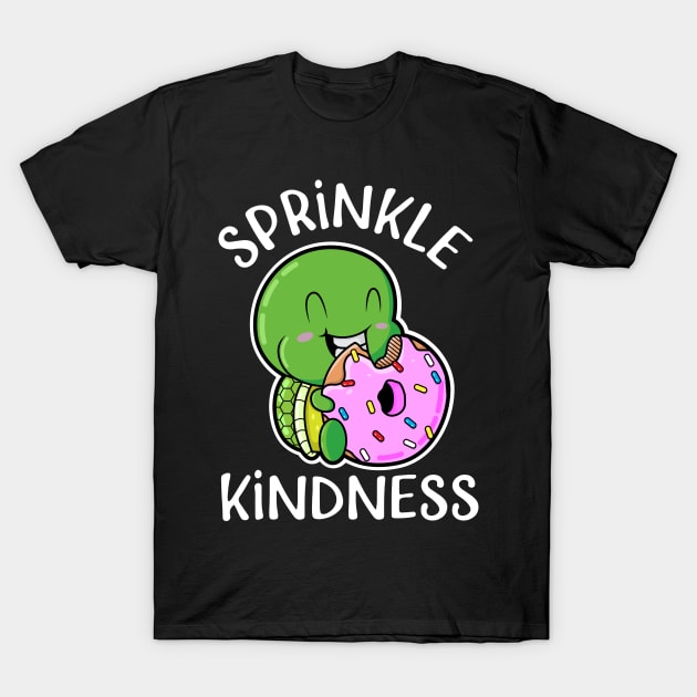 Baby Turtle Eating a Sprinkled Doughnut Sprinkle Kindness T-Shirt by SWIFTYSPADE